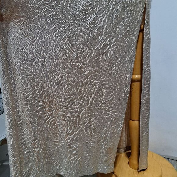 Anne Klien Floral Print Maxi Dress Pale Gold S 12 NWT - Picture 10 of 15